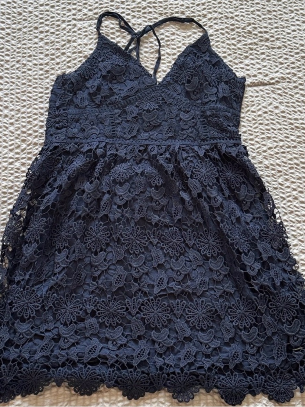 Hollister Navy Floral Lace Spaghetti Strap Dress